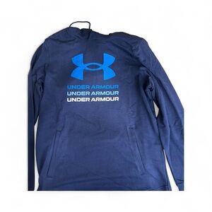 Under Armour Navy Blue Hoodie with large logo NWT Large Tall